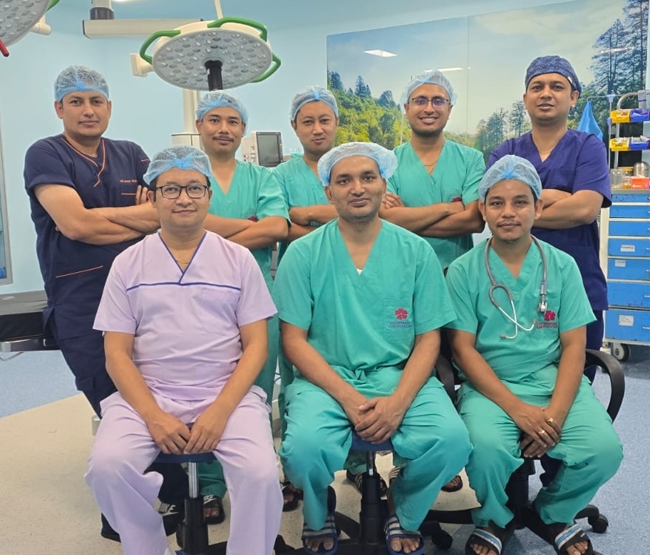 Head and neck surgeon, plastic surgeon and radiation oncologist consulting with a patient at Kathmandu Cancer Center