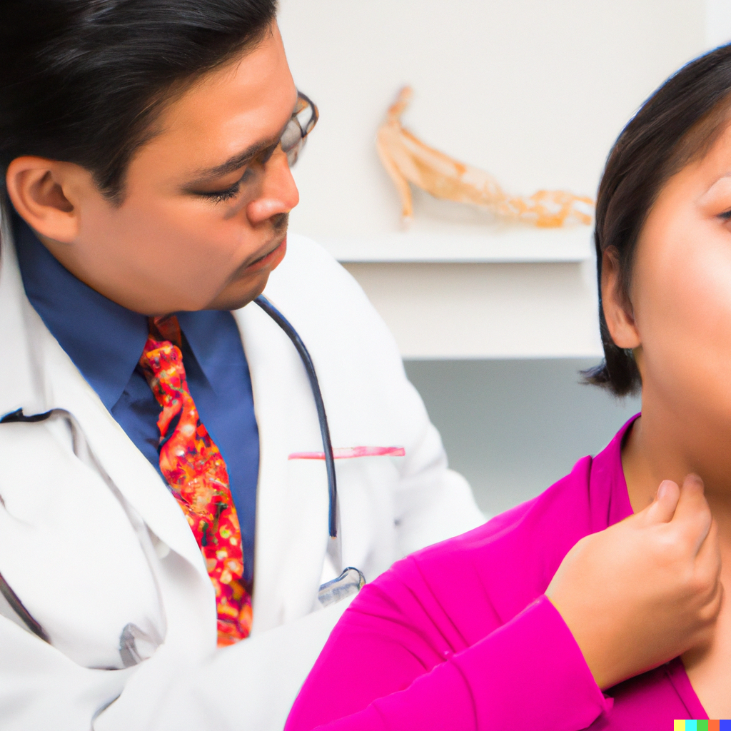 doctor examine thyroid cancer